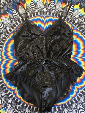 Velvet lace romper Dolls Kill.
